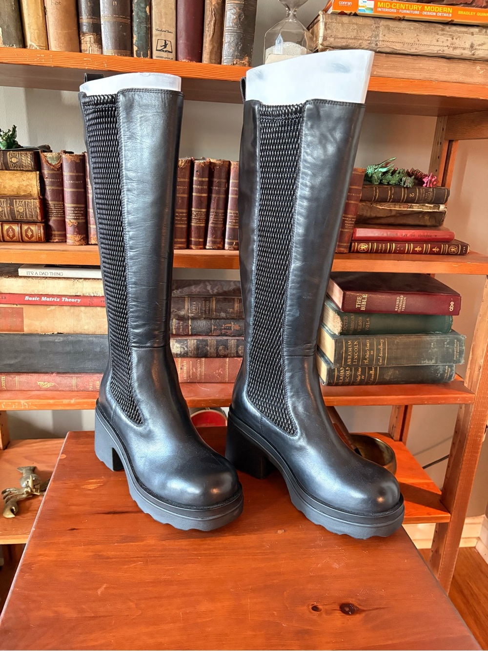 AEROSOLES Black Over-the-Knee Chunky Platform Boots